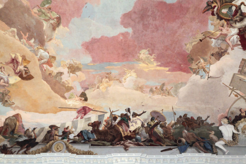 G.B. Tiepolo, ceiling fresco at Würzburg Residence (.Treppenhaus) View on the side: Africa (1752-53)