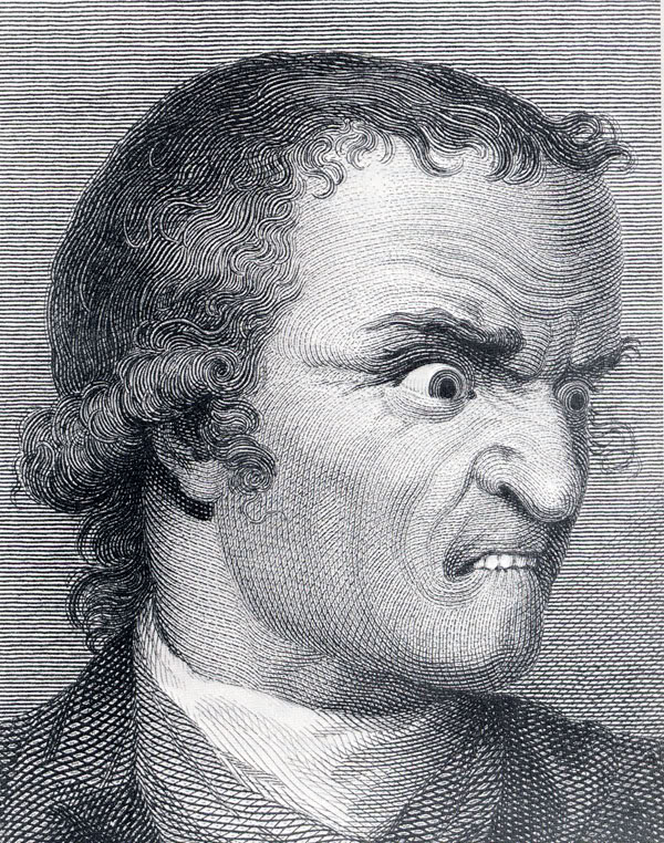 Johann Casper Lavater, “raiva”do Essays on Physiognomy, 1792, gravura de J.Hogg, segundo Chodowiedki